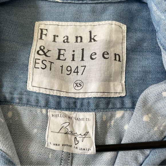 FRANK & EILEEN  Eileen Bleach Splatter Denim Button-Up Shirt Splatter Size XS - Picture 7 of 12